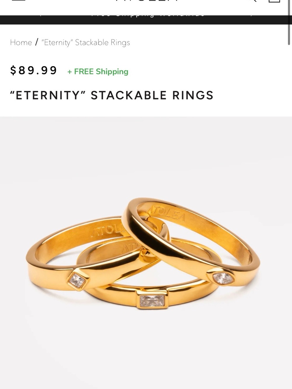 ATOLEA Eternity Stackable Rings - Size 7 - Picture 6 of 10